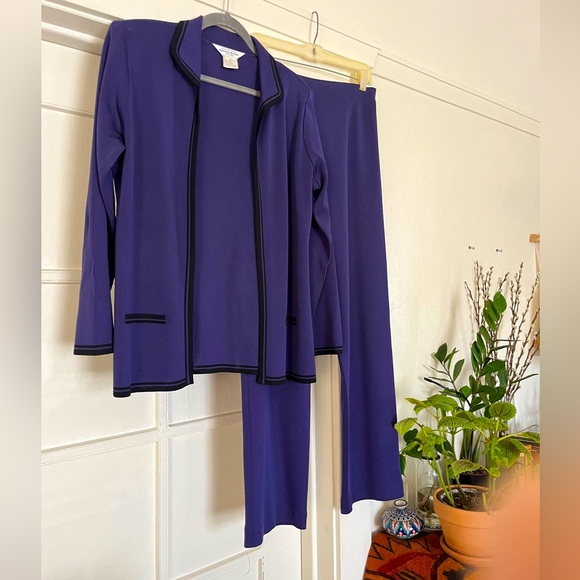 Vintage Exclusively Misook 3 Piece Purple Knit Women's Pantsuit S Small Petite - Picture 8 of 9